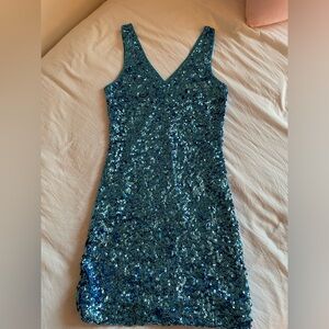 Blue sequin dress